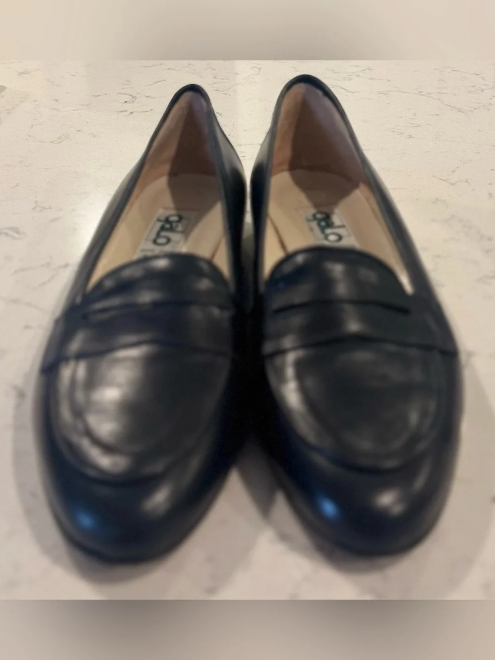 NWOB Vintage GALO Italy Black Leather Loafers Shoes Slip-on Size 41